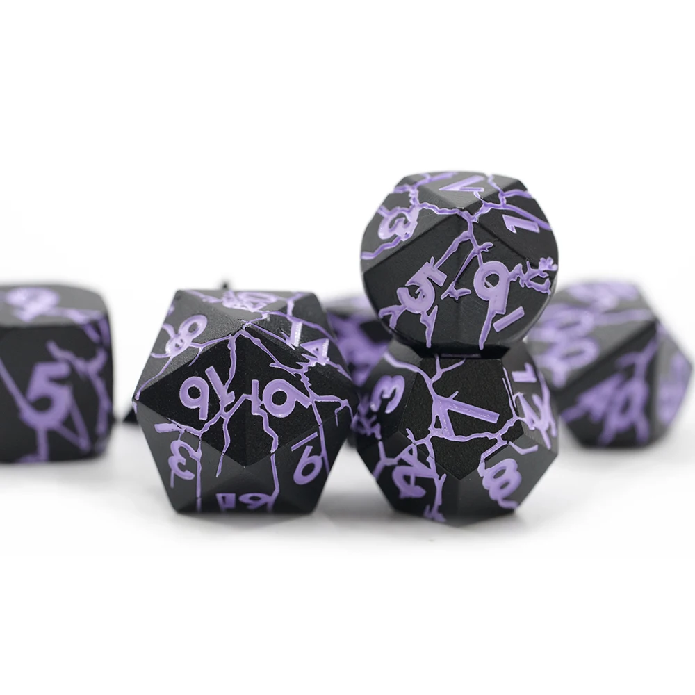 Beautiful Bulk Metal Dice Set Custom Logo Zinc Alloy Crack Shape for DND Games Available in Multiple Colors Wholesale details