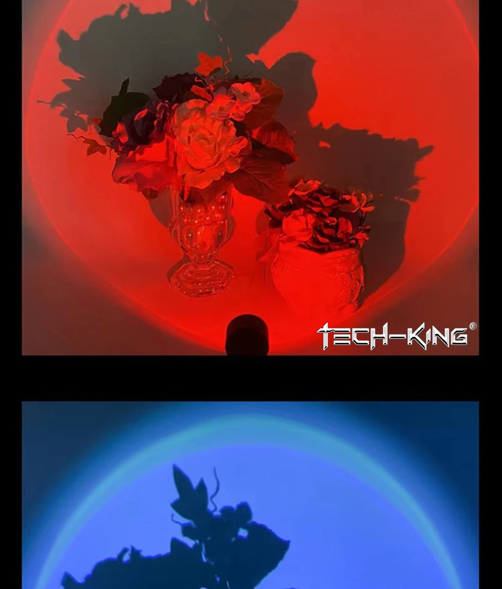 TECH-KING RGB Mini Portable Table Rainbow USB Led Light Projector Sunset Red Light Sunset Yellow atmosphere light