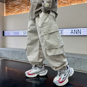 Custom Children Autumn New Baby Casual Pants Solid Color Boys Cargo Pants Trend Wholesale Sports Pants Clothes for Kids