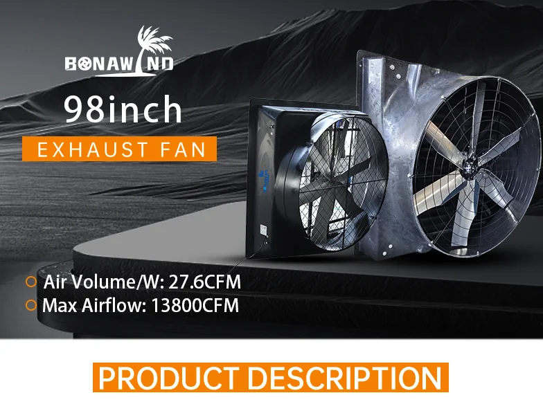 Poultry Exhaust Fan, 98", 13800CFM, Axial, IP55 - detail 2