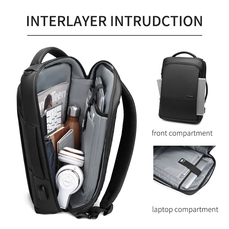 Luxury Leather Men's Laptop Backpack with USB, OEM Available