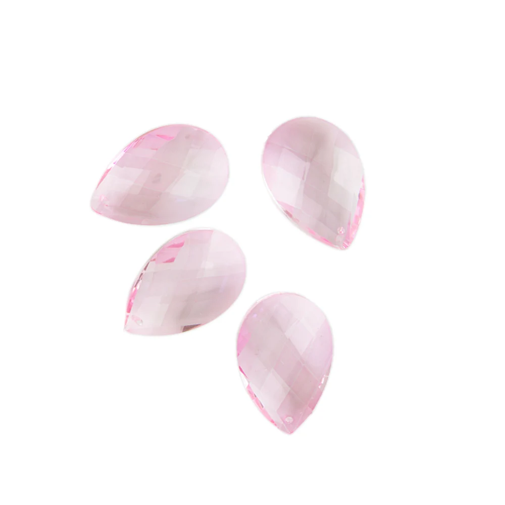 Cute Color 50mm Pink Glass Crystal Lamp Teardrop Pendants Prism Parts For Indoor Hanging DIY Chandelier Decoration