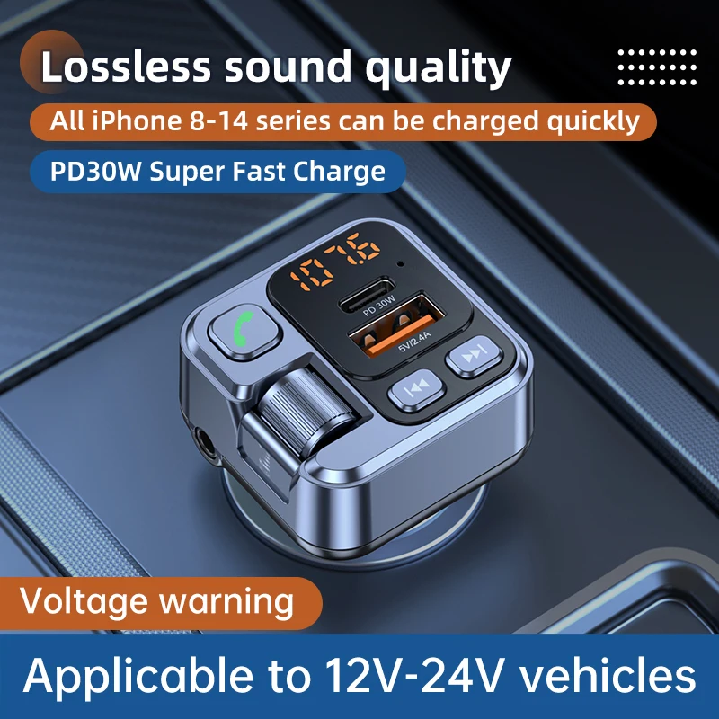 T16 Car Charger PD 30W Fast Charging Fm Transmitter Bluetooth Car Adapter