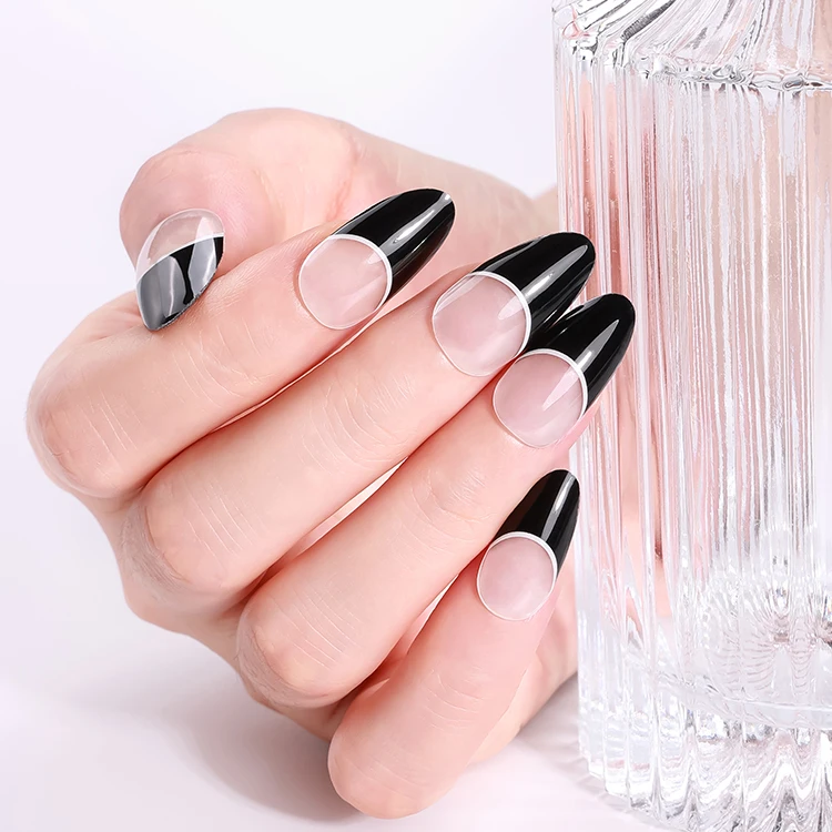 product high quality semi cured white romantic french nail gel strips long lasting elegance gel nail sticker-1