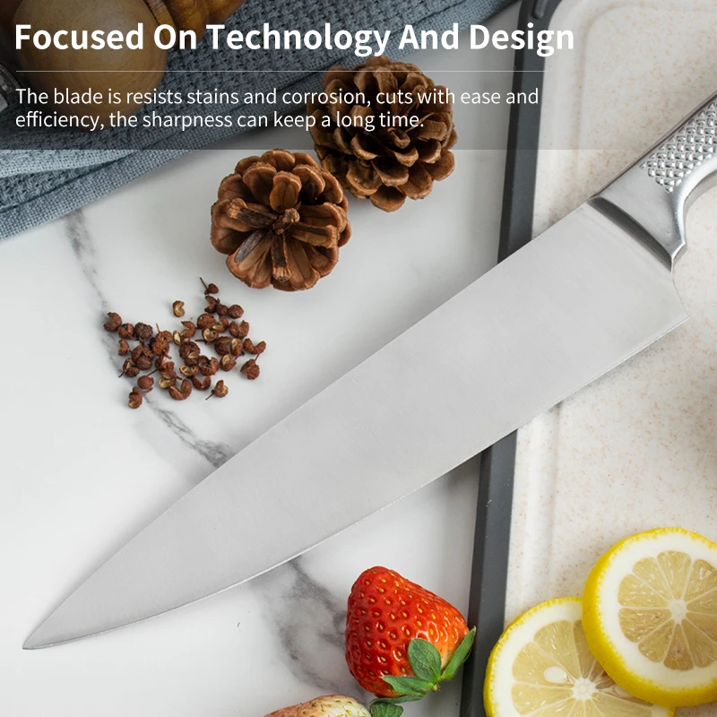 Support OEM/ODM 6 Piece Chef Knife Stainless Steel Professional Kitchen Knife Set with Knife Block