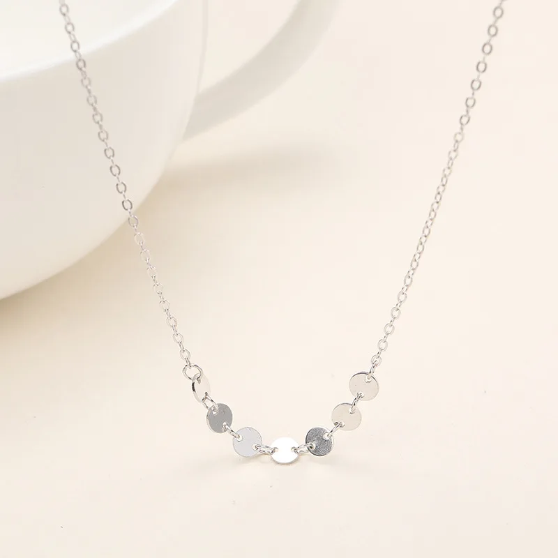New Silver Necklace Sweet Wild Short Pendant Double Circle Clavicle Chain Female LB42 rose 