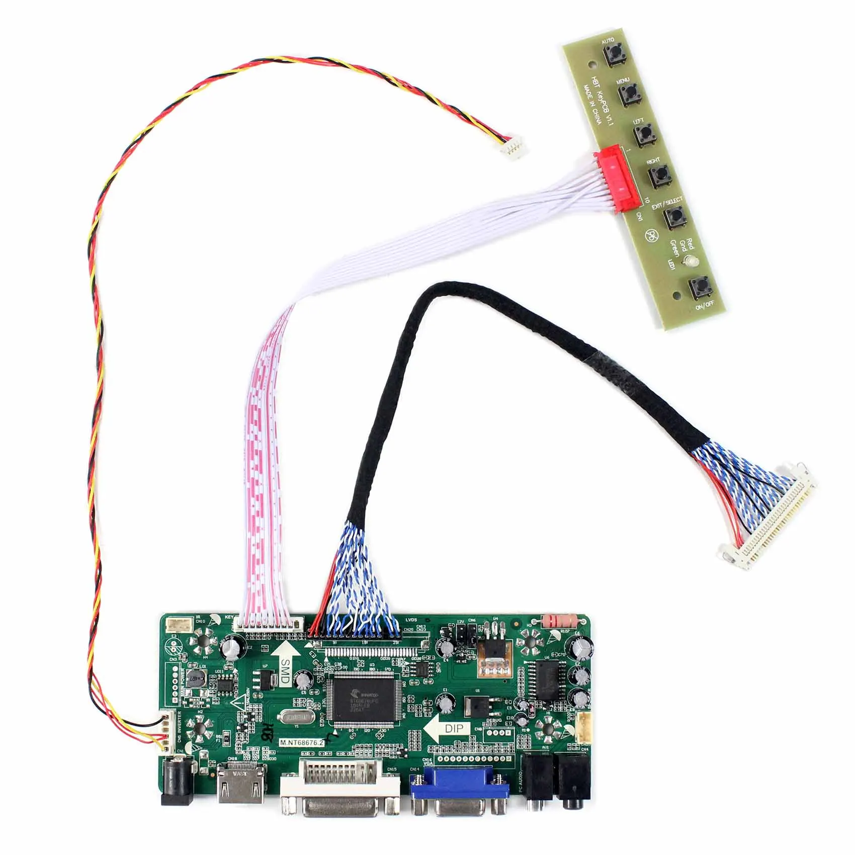 M.NT68676 LCD Controller Board Kit For LP156WF4-SLB1 Screen – VGA, DVI, HDMI, Audio - View #2