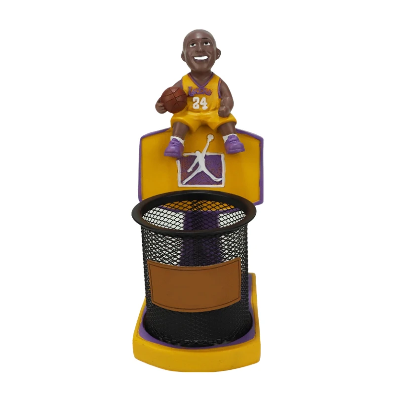 Gyári nagykereskedelem gyanta kosárlabdázó tolltartó kézműves termék testreszabott ajándéktárgy figurina otthoni díszítés asztali irodaszerek