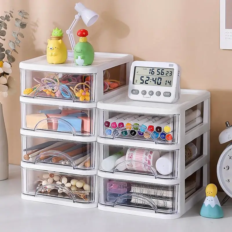 Choice Fun PP Multifunction Desk Organizer Capacity Rotating Storage Box Makeup Foldable Acrylic Cabinet Office Home Use