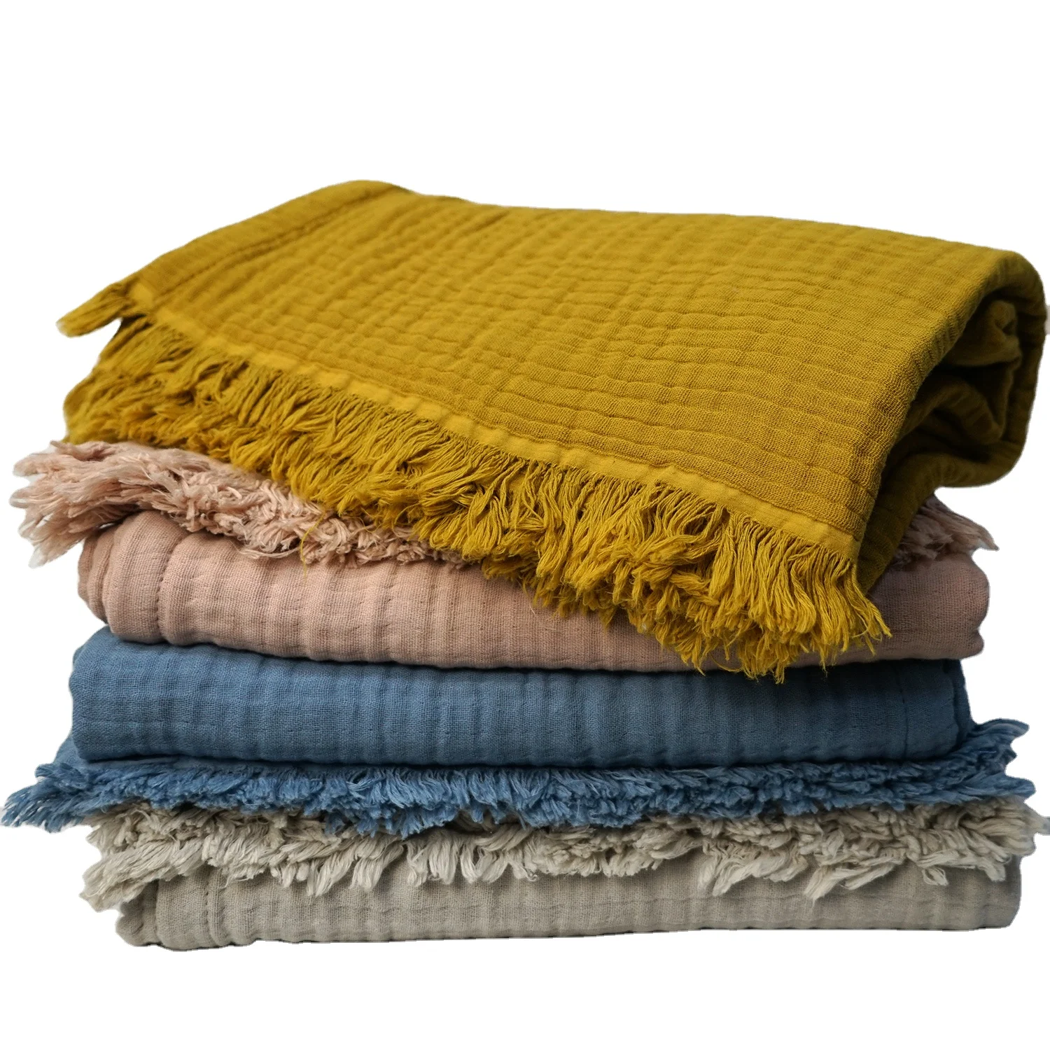 Газовое платье из органического хлопка муслиновое пеленание одеяло King Size 4 слоя вафельных косичкой одеяло для кровати