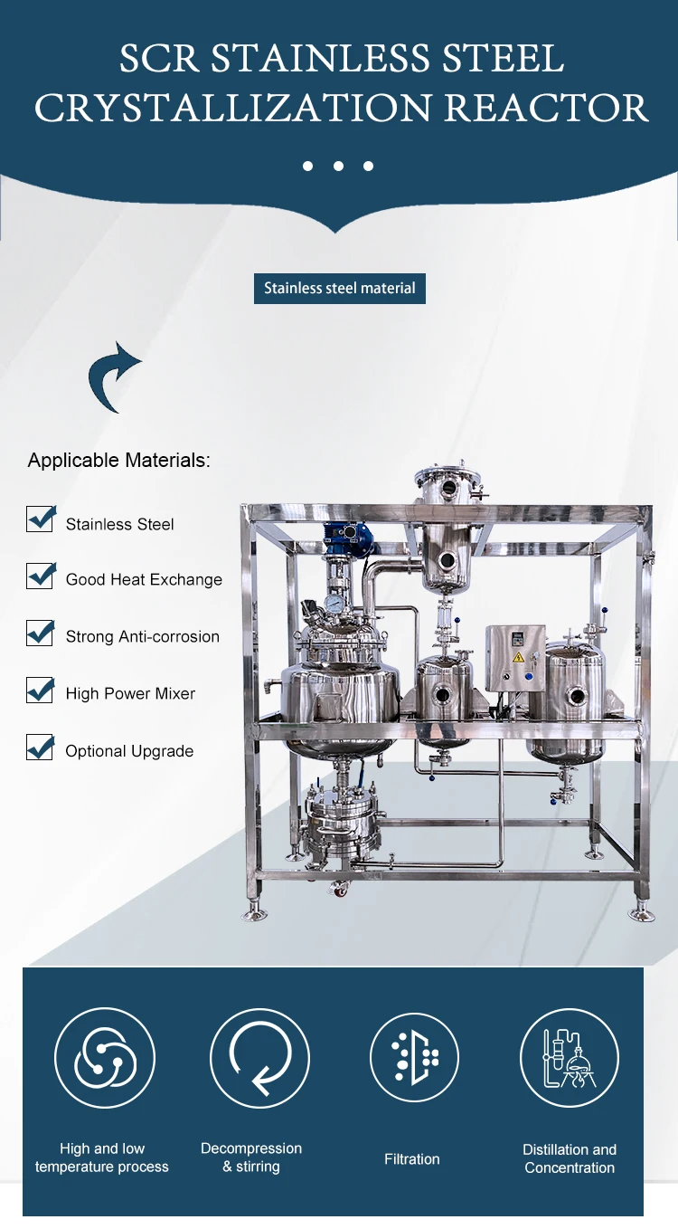 Stainless Steel Stirred Batch Tank Reactor Crystallization Process Reactor