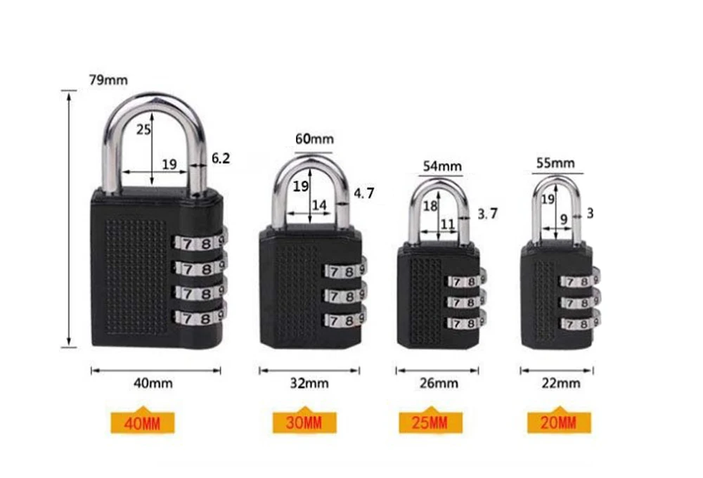 3 Digit Combination Lock Padlock Weatherproof For Locker Gym Bag Travel Suitcase 