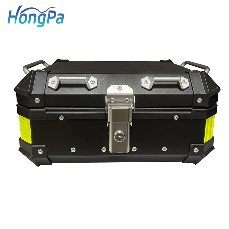 Labwork Motorcycle Trunk Top Case - Aluminum Alloy Touring Tail Box (22L To 65L) Black/Silver