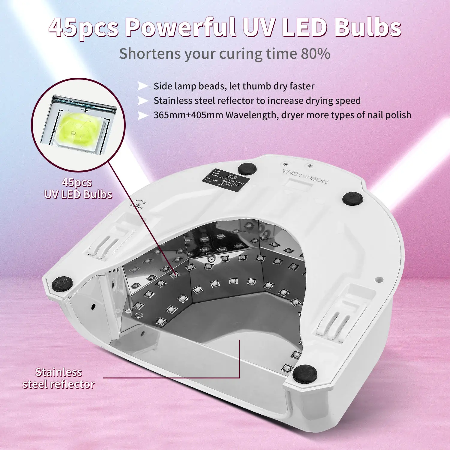 Powerful Professional Fast Led Curing Nail Lamp 80w Cordless Rechargeable Led Uv Gel Lamp for Gel Nails