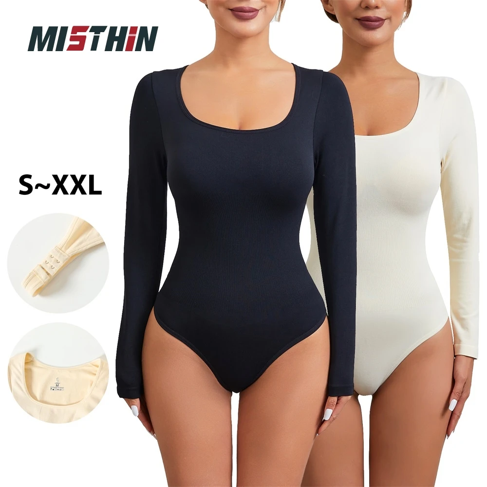 Wholesale Seamless Gym Women Long Sleeved Thong Panties Tummy Control Bodysuit Underwear Waist Trainer Shapewear Shaper details