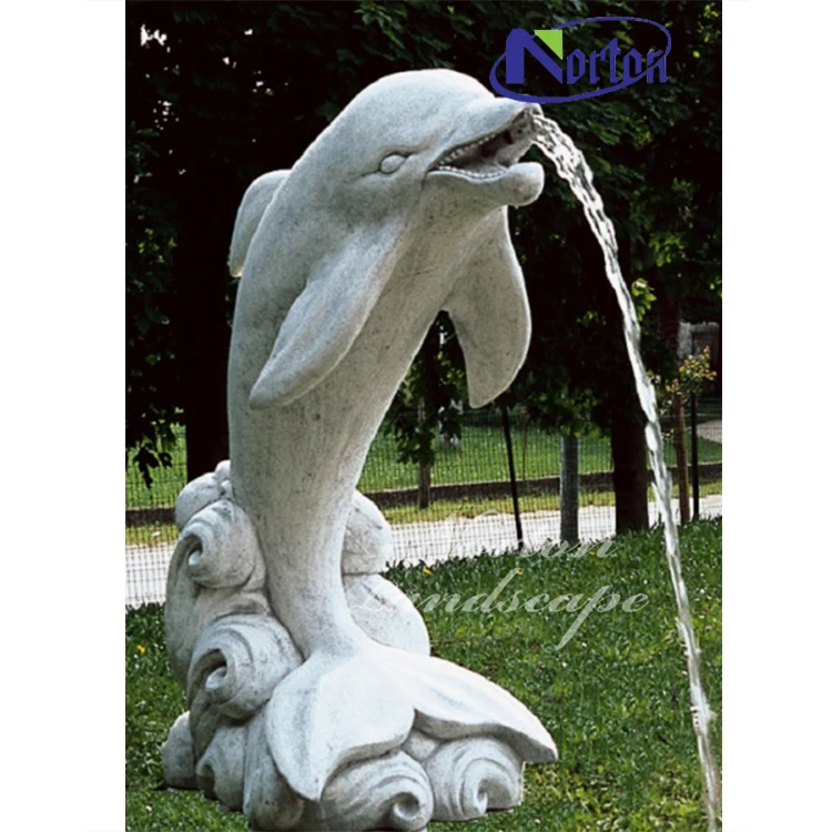 Outdoor Garden Decor Marble Dolphin Statues Water Fountains For