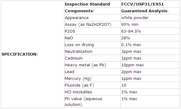 Food Additive for Fermentation Sodium Acid Pyrophosphate (SAPP) DISODIUM DIPHOSPHATE E450