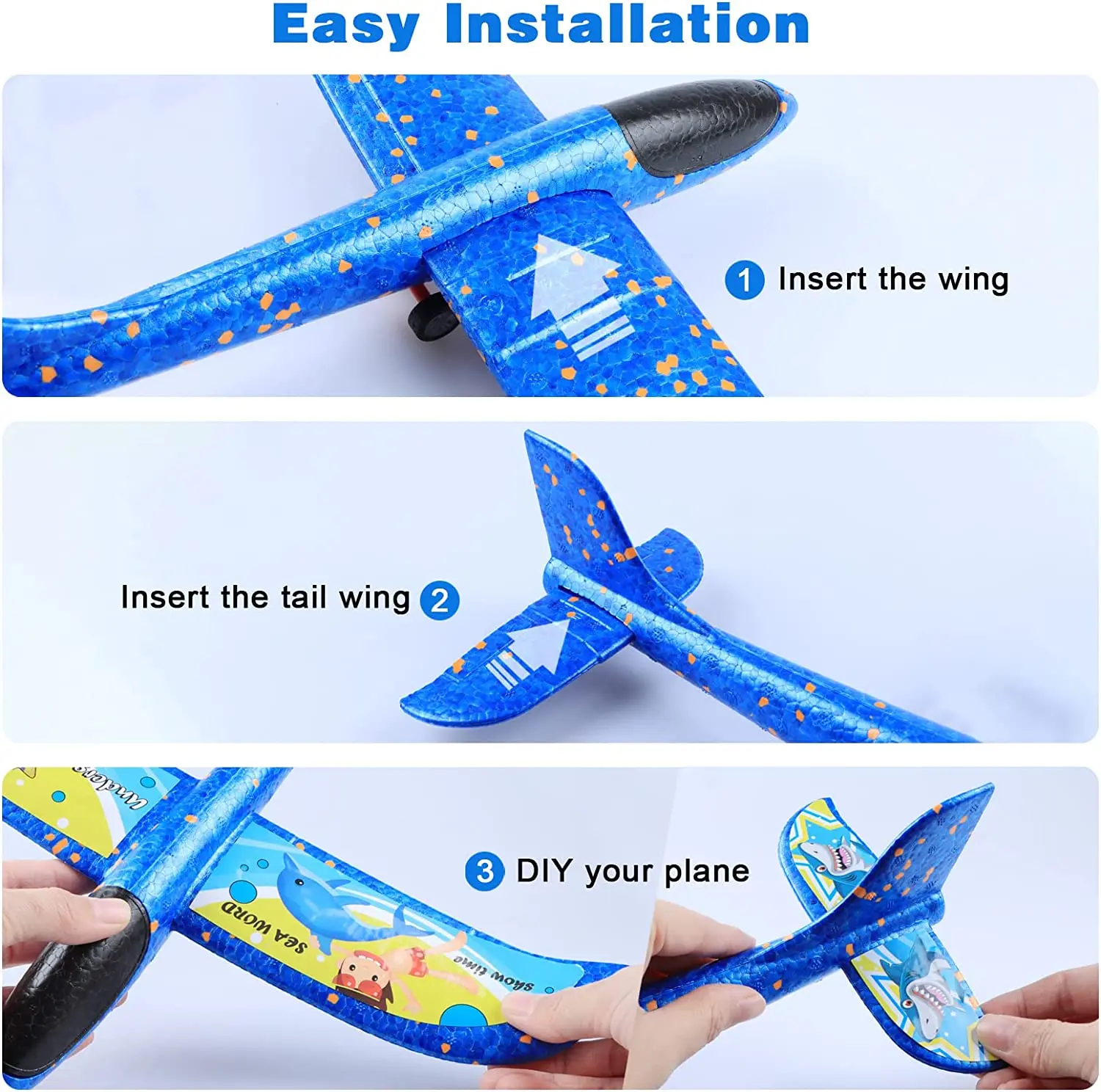 Giocattolo a forma di aereo, in polistirolo, per bambini, per bambini e bambine, per bambini dai 3, 4, 5, 6, 7, 8, 9, 10 anni