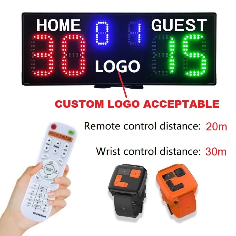 Ousmile Tableau d'affichage de basket-ball avec horloge, tableau d'affichage numérique avec télécommande, tableau d'affichage électronique portable Ousmile Tableau d'affichage de basket-ball avec horloge, tableau d'affichage numérique avec télécommande, tableau d'affichage électronique portable