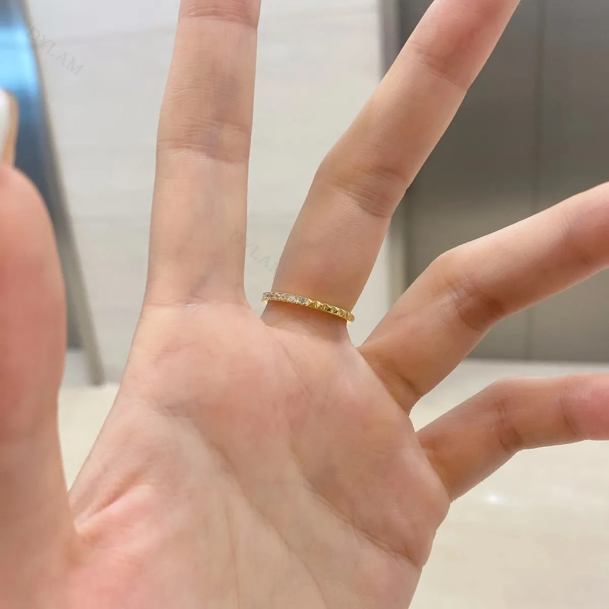KAKODIY 925 Eternity Wedding Ring 18K Solid Gold Stacked Thin Simple Ring Handmade Bridal Ring Jewelry detail 2