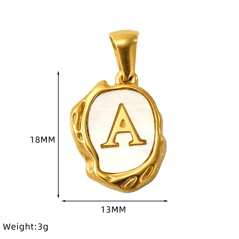 Initial Shell Pendants Baroque Shell Initial Pendant | 18K PVD Gold Plated Stainless Steel ...