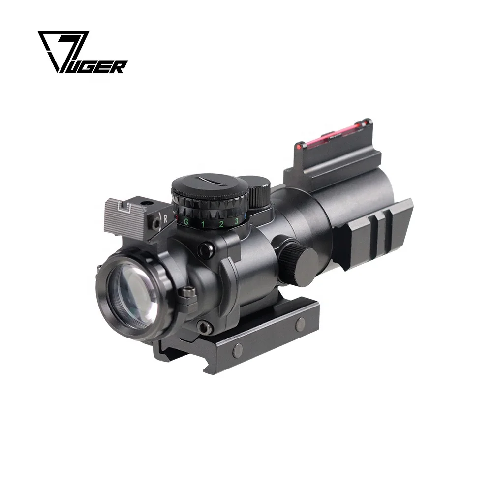 Luger 4x32 Prism Fiber Optic Sight Illuminated Reticle Scope