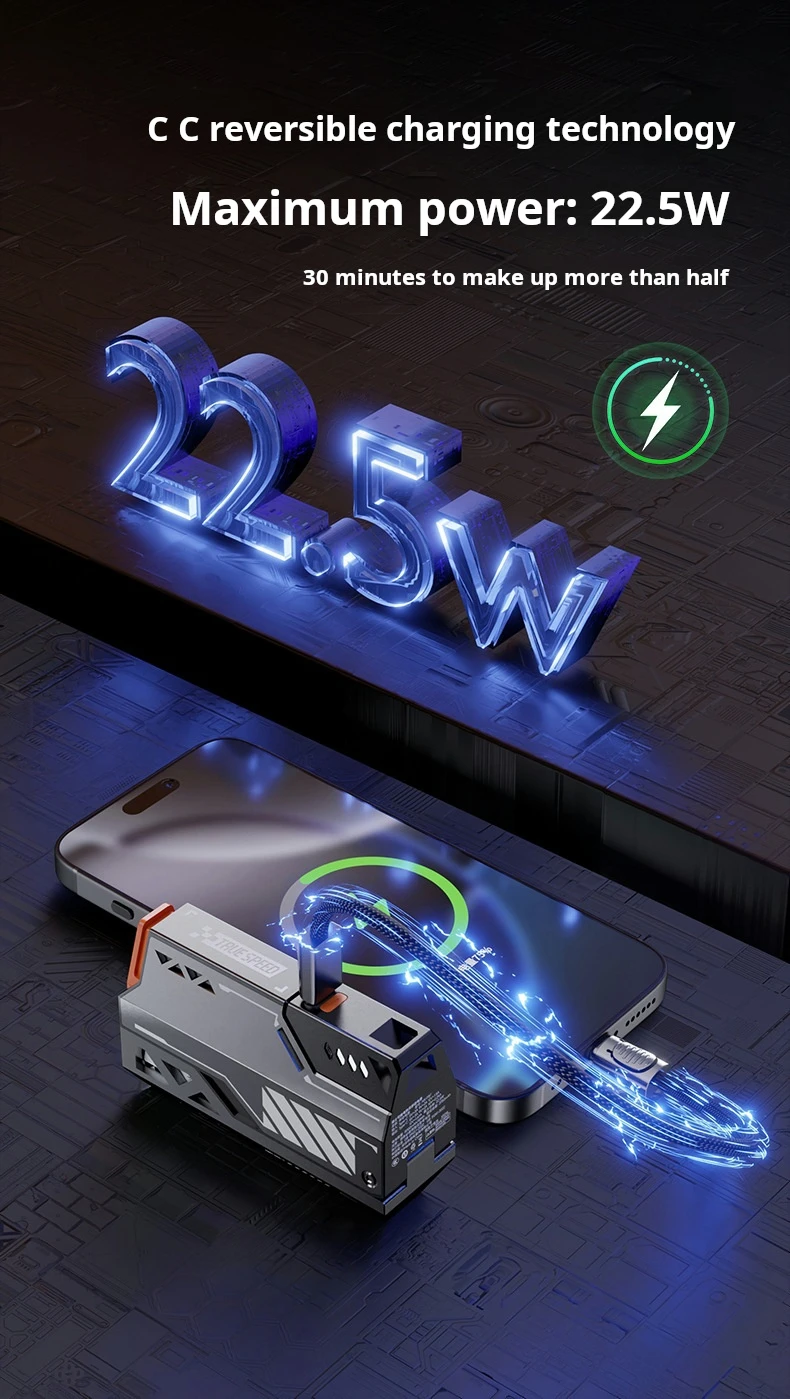 High Quality Replaceable Battery Detachable Mobile Power Fast Charging Cable Mecha Power Bank