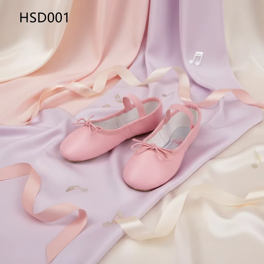 HY,Ballet Contest Soft Leather Sole Toddler/Little Kid/Big Kid Dance Shoes Elastic Belt Nude/black/pink Function Shoes HSD001