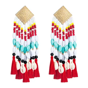 Wholesale Bohemian Statement Seed Bead Tassel Drop Earrings Cute Flamingos Dangle Funky Earrings For Girls Women Jewelry