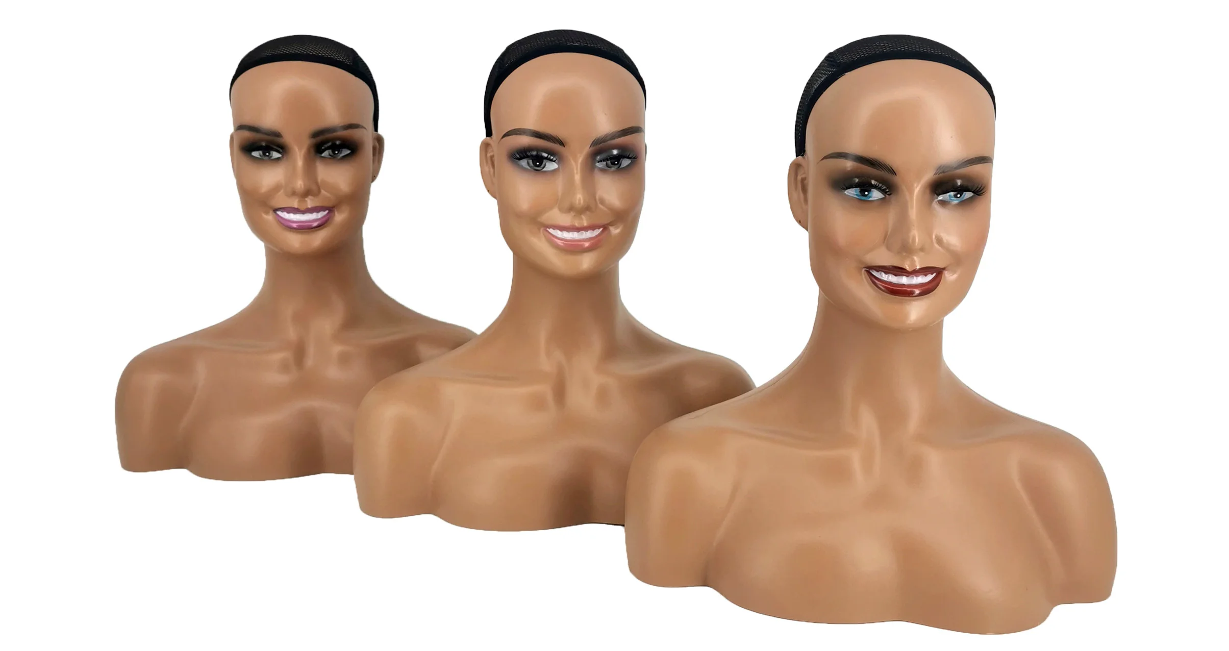 Smiling Mannequin Head With Shoulders Maniquin Head For Wigs Dark Brown Wig  Display Mannequin Head Female