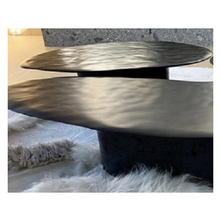 SH STONE Natural Stone Uneven Surface Modern Customized Black Marble Coffee Table for Both Outdoor and Indoor
