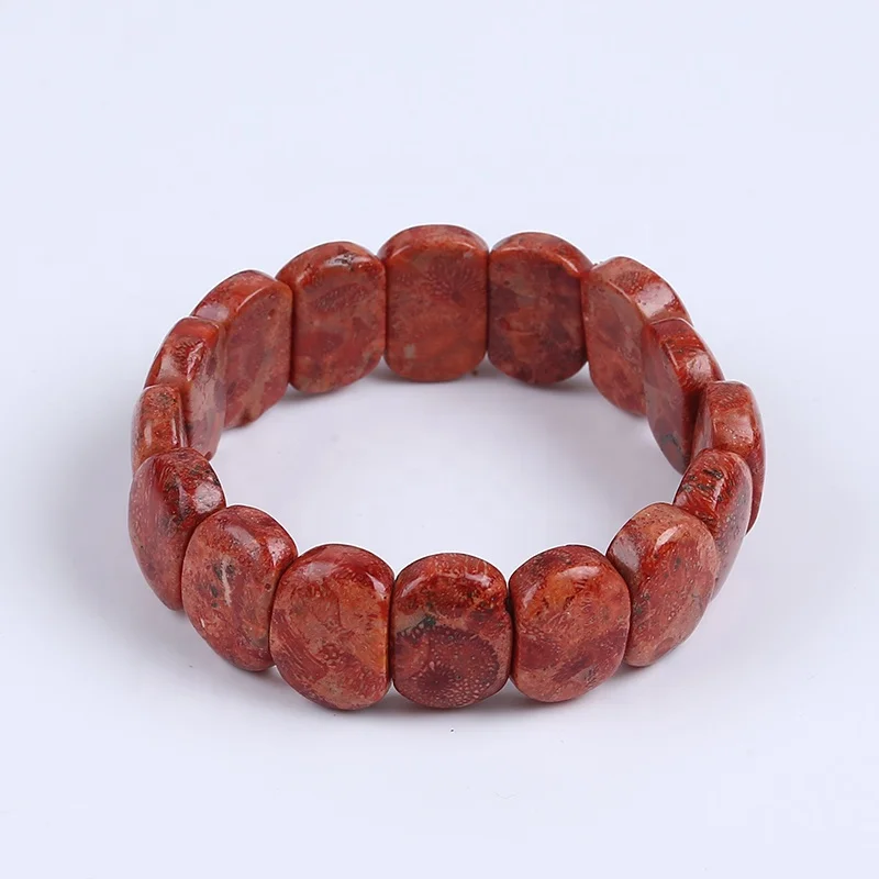 Hot Sale Fashion Geometric Shape Ethnic Style  Red Grass Coral Stretch Bracelets Ethnic Style Jewelry