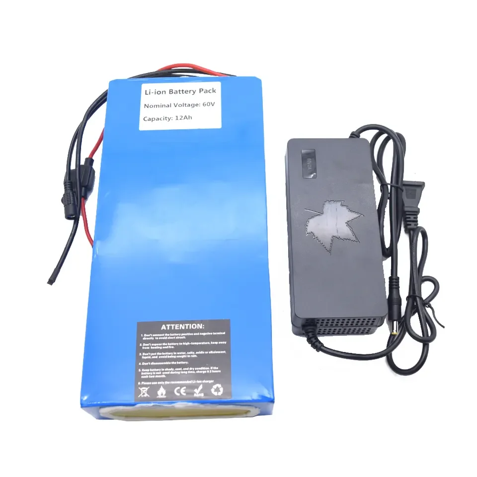 Batterie Lithium 60V 30Ah Pour Scooter/Vélo Électrique - Chargeur Inclus, BMS, Connecteur XT60