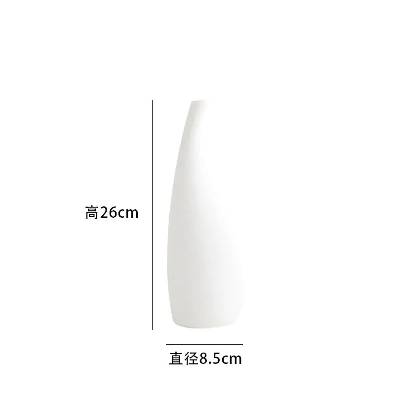 Minimalist Modern New White Water Drop Shaped Ceramic Bud Vase High