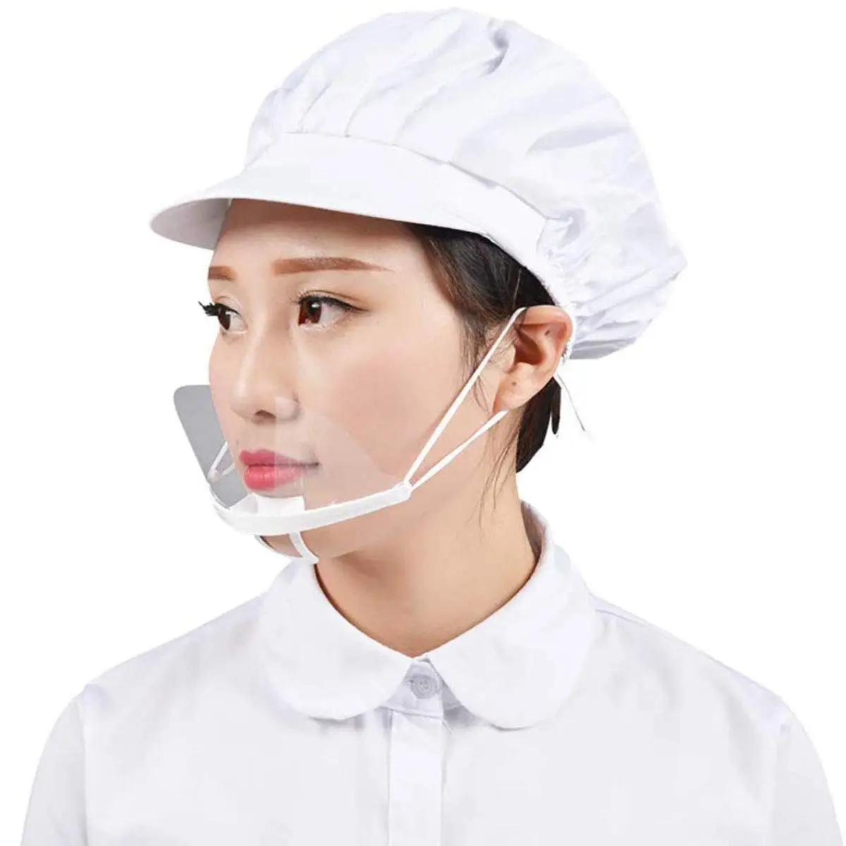Pack of 5 White Transparent plastic anti-fog mouth shield,Face Mask