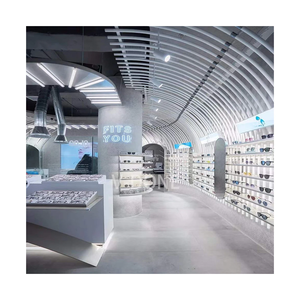 High End Luxury Custom Floor Standing Wooden Optical Shop Furniture