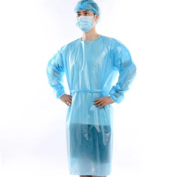 Blue CPE Suits Disposable Clothing PPE Factory Non Medical Non Woven Safety Coverall Paint Disposable Isolation Gown