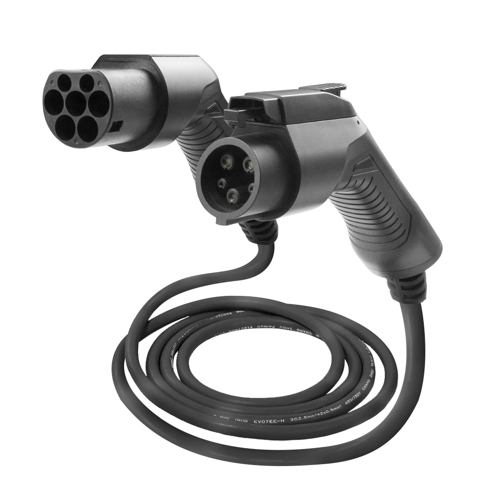 16A 1 фаза SAE J1772 Тип 1to 2 типа кабель для зарядки электромобиля