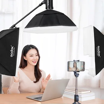2 Lamp Photography Flash Camera Feflector Photo Video Shooting  50x70CM Softbox Light Box Tripod Lighting Kit detail image