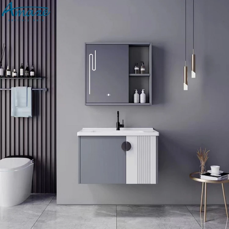 New design toilet furniture mirror wall mounted modern style bathroom sink vanity cabinet set manufacture