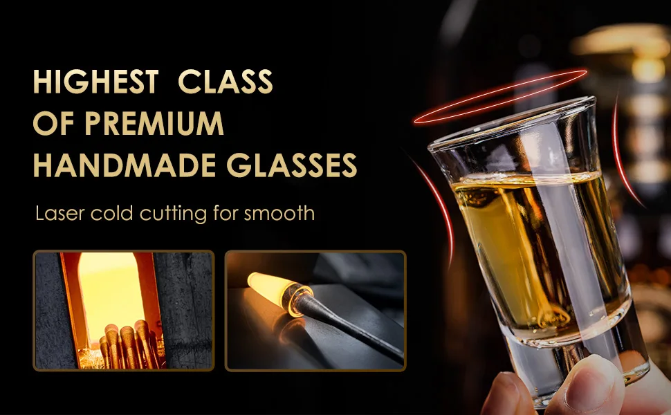 6 Alcohol Mini Shot Glasses Set Wholesale 1.5oz Custom Logo Thick Base Crystal Tequila Shot