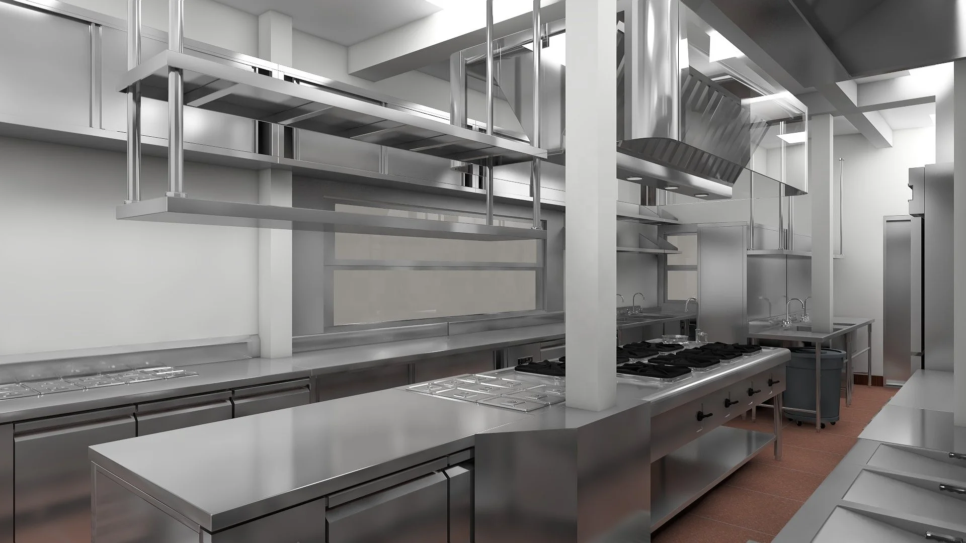 Indian Restaurant 3D Rendering and VR Design for Commercial Kitchen Design with Whole Set of Kitchen Equipment