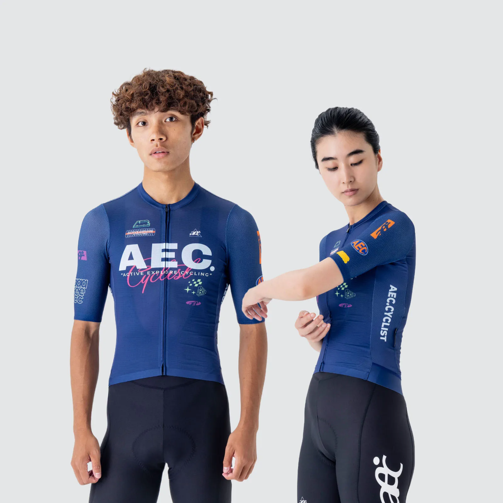 AEC CYCLIST サイクルジャージ 半袖 Sサイズ　ブルー Unisex Custom Cycling Jersey Lightweight Breathable Summer OEM