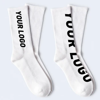Custom Socks factory custom no minimum order high quality cotton White socks custom socks with logo
