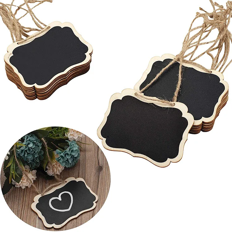 Hanging Wood Chalkboard Tags Wooden Mini Chalk Board Signs Blackboard
