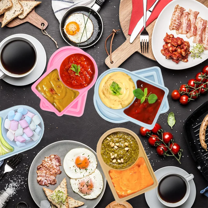 Portable Snack Container with Lid Mini Heatable Microwavable New Silicone Food Snack Box Dipping Sauce Container for Lunch Boxes supplier