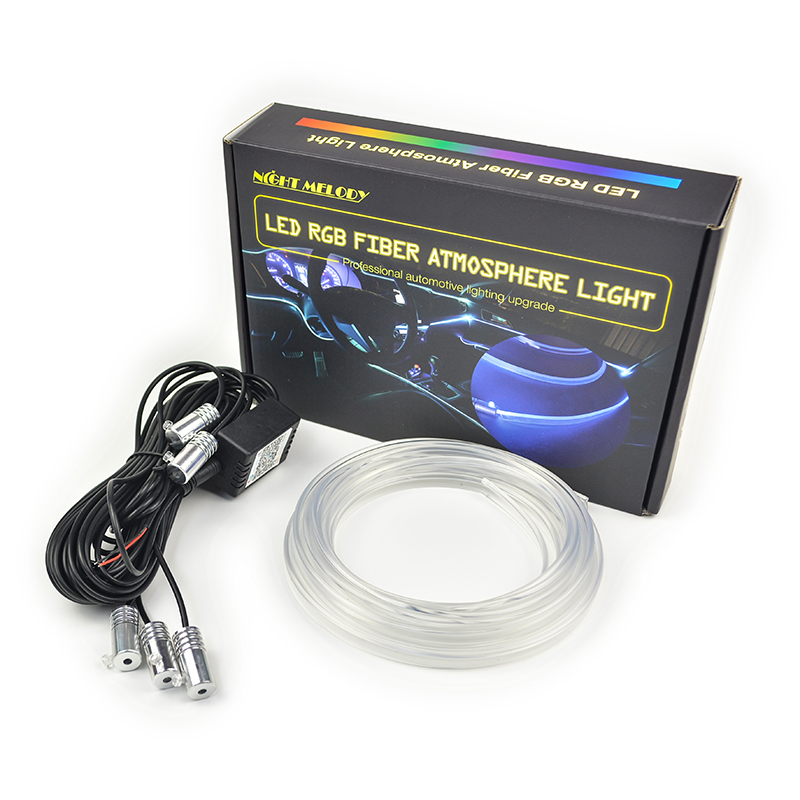 Оптовая продажа с завода, дистанционное управление через приложение, 64 осветительных приборов, Светодиодная лента RGB, декоративное освещение для автомобиля, комплект оптического волокна, атмосферное освещение для автомобиля