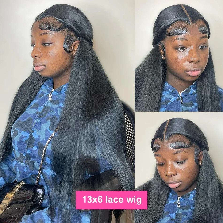 Parrucca frontale in pizzo trasparente HD Remy brasiliano dritto 13x6 per capelli umani da 30 a 32 pollici, parrucche frontali in pizzo dritto 360 per donne_voghion.com