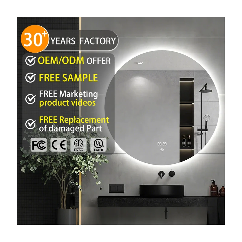 Minimalist Led Bathroom Mirror Circle LED Smart Mirror Round Wall-mounted Espejos Inteligentes Bathroom Mirror with Led Light