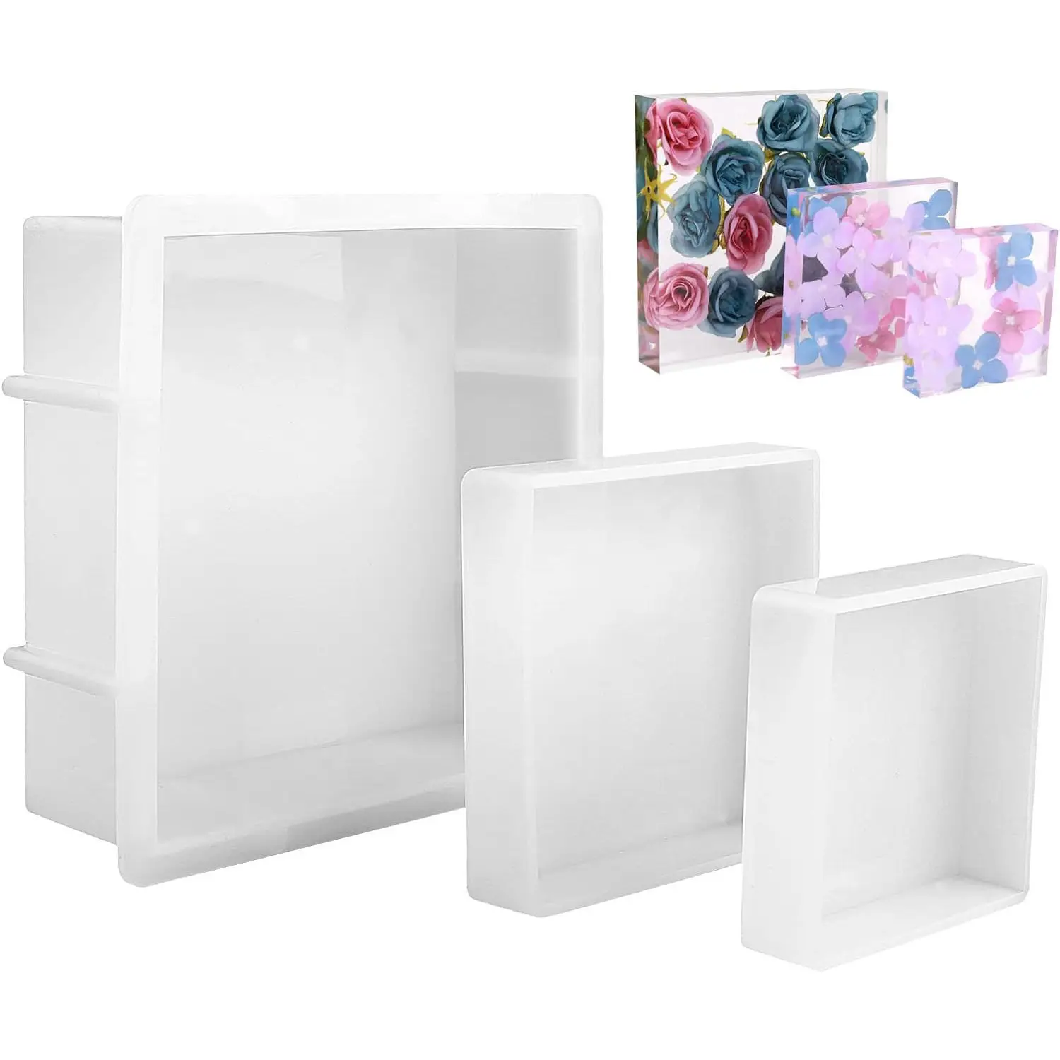 Large Rectangle Silicone Molds for Deep Casting Resin Picture Frame Cuboid Resin Moulds with Wooden Support Epoxy Resin Frame